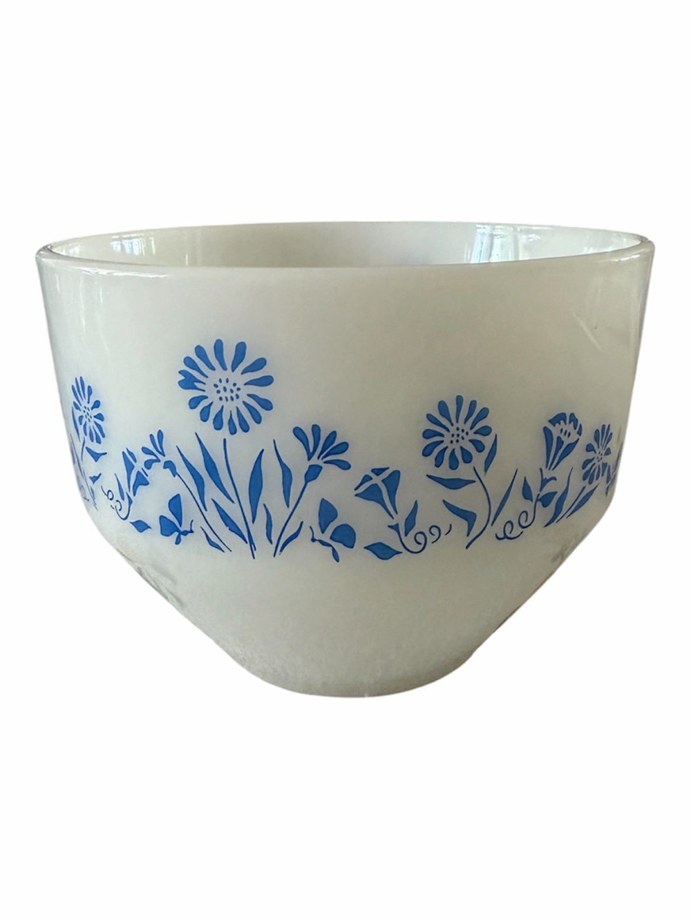 Vintage Federal Glass Blue Cornflower Mixing / Serving Bowl - Picture 2 of 6